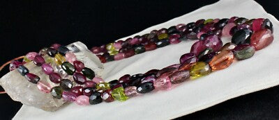 Certified Natural Multi Tourmaline Nugget Beads Necklace 4 L 2221 Ct For Women