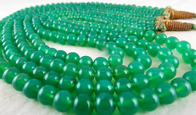 Green Onyx Round Beads 4 Line 482ct Gemstone Semi-precious Necklace