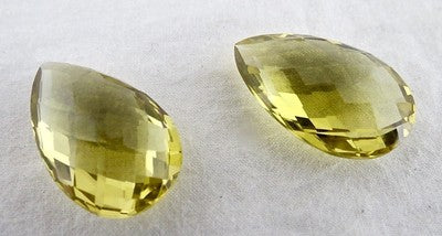Natural Lemon Quartz Pear Pair 25mm 45ct Gemstone For Earring