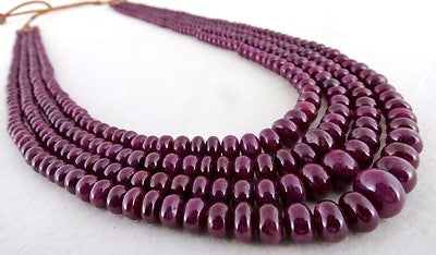 Certified Natural Noheat Ruby 633ct Beads Round Ladies Necklace