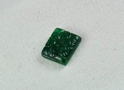 Zambia Emerald Carved Rectangle Gemstone Ring Pendant 7.56 Ct Design
