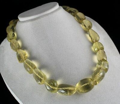 Certified Natural Green Gold Lemon Quartz Necklace 1492 Ct 30mm Nuggets Gemstone