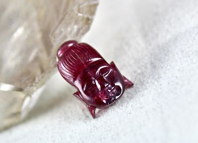 Natural Pink Tourmaline Rubellite 13.80ct Carved Buddha Gemstone Pendant Ring
