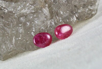 Certified Natural Burmese Ruby Pear Cabochon 4.62ct Gemstone Pair Earring Design
