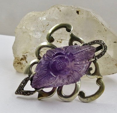 Natural Purple Amethyst 93.5ct Gemstone Natural Diamond Sterling Silver Pendant