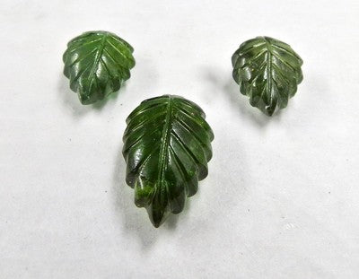 Natural Green Tourmaline Carved Leaves Loose Gemstone 18.30 Ct Earring Pendant