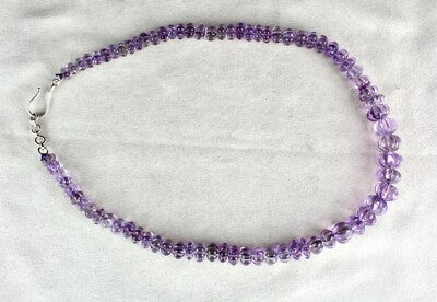 Natural Amethyst 379ct Carved Beads Sterling Silver Fashion Gemstone Necklace