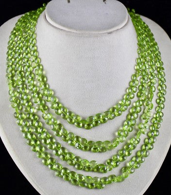 Certified Natural Peridot Beads Teardrop 521 Ct Green Gemstone Necklace