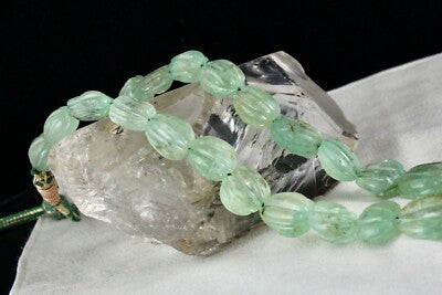 Certified Vintage Natural Emerald Carved 582 Ct Oval 25mm Rare Gemstone Necklace