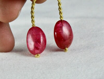 Certified Natural Red Spinel Beads 2 Pc 27.81 Ct Earring Design Cabochon Drilled