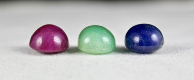 Certified Natural Ruby Emerald Blue Sapphire Cabochon Oval 16mm 51ct Gem Pendant