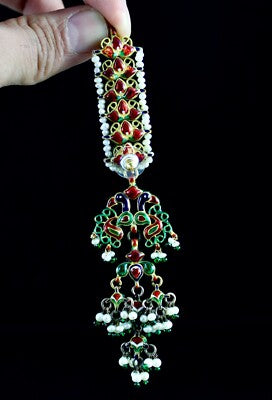 Certified Antique Natural Diamond 10ct Pearl 22k Gold Kundan Peacock Earrings