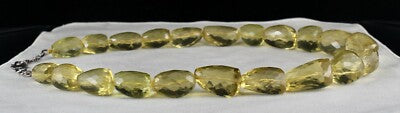 Certified Natural Green Gold Lemon Quartz Necklace 1492 Ct 30mm Nuggets Gemstone