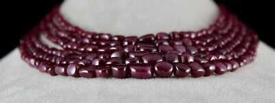 Certified Natural Untreated Ruby 782 Ct Tumble Long Beads Ladies Necklace