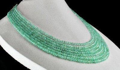 Certified Natural Emerald Beads Necklace 497 Ct Colombian Mines Round 7 L