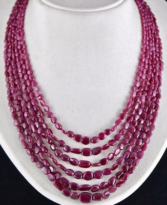 Certified Natural Ruby 545 Ct Beads Long Tumble Gemstone Ladies Necklace