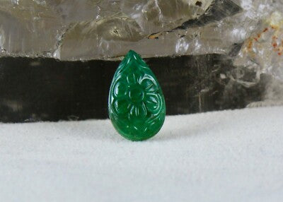 Certified Natural Pear Zambia Emerald 4 Pc 20.98 Ct Engraved Gemstone Set
