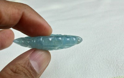 Certified Natural Blue Aquamarine 76.60 Ct Carved Gemstone Drilled For Pendant