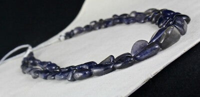 Blue Natural Iolite Cabochon 536 Carats, 2 Line Gemstone Ladies Necklace
