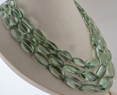 Certified Natural Green Amethyst Quartz 1172ct Beads Cabochon Fine Necklace