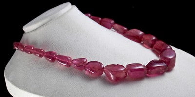 Certified Natural Pink Tourmaline Rubellite Necklace 34mm 1403 Ct Beaded Jewelry