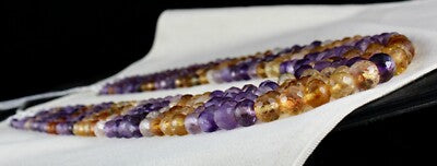 Natural Citrine Amethyst Faceted Multi Beads 1085 Ct Gemstone Necklace 5l