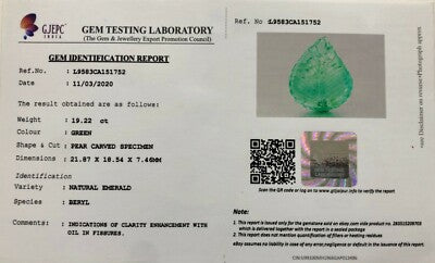 Certified Natural Colombian Emerald 19.22 Ct Gemstone Ring/pendant