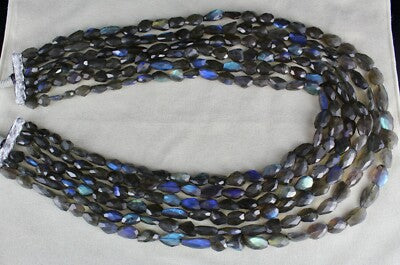 Certified Natural Black Labradorite 1504 Ct Faceted Gemstone Beads Necklace
