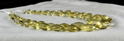 Certified Natural Lemon Quartz 409 Ct Beads Tear Drop Gemstone Necklace