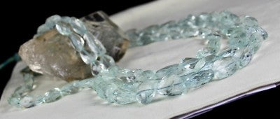 Certified Natural Untreated Aquamarine 1557ct Gem Faceted Tumble Beads Necklace