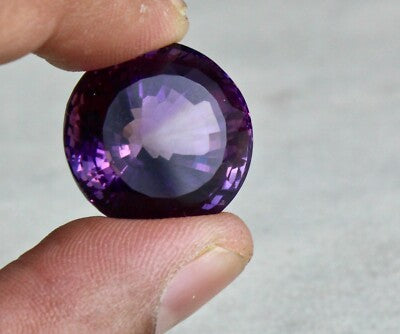 22mm Natural Amethyst Round Pendant 43.90 Ct Semi-precious Gemstone For Women