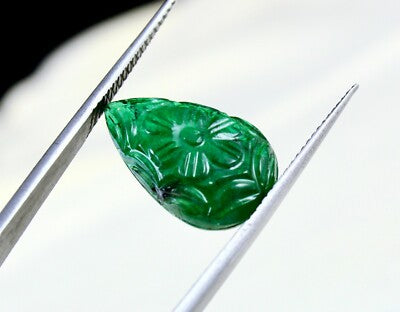 Certified Natural Pear Zambia Emerald 4 Pc 20.98 Ct Engraved Gemstone Set