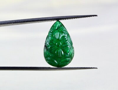Certified Natural Pear Zambia Emerald 4 Pc 20.98 Ct Engraved Gemstone Set