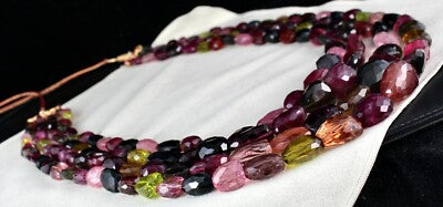 Certified Natural Multi Tourmaline Nugget Beads Necklace 4 L 2221 Ct For Women