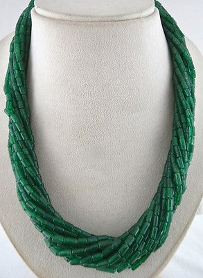 Natural Green Quartz 690 Carats Aventurine Beads 11 Line Gemstone Necklace