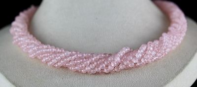 Sterling Silver Natural Rose Quartz Beads 591 Carat Gemstone Necklace For Women