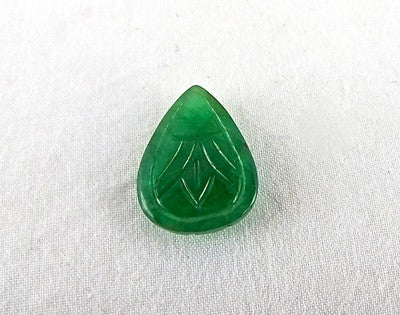 Certified Natural Zambia Emerald Pear Carved 7.45 Ct Loose Gemstone Ring Pendant