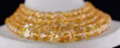 Certified Natural Citrine Beads Necklace 5l 1222ct Faceted Oval Yellow Gemstone