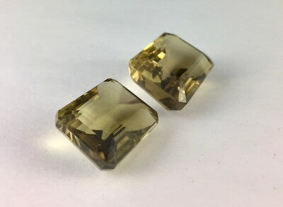 Natural Lemon Smoky Quartz 101.70ct Octagon 2 Pcs Big Gemstone Pendant