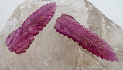 Natural Pink Tourmaline 37ct Carved Leaves Gemstone For Earring Design