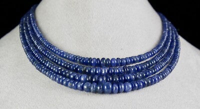 Certified Natural Blue Sapphire Beads 477 Ct Round Gemstone Finest Necklace