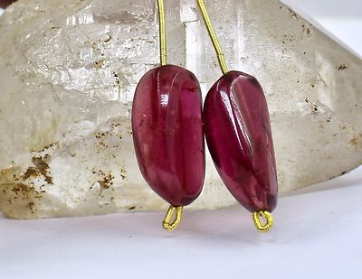 Certified Natural Pink Tourmaline Rubellite Beads 45.95 Ct Gemstone Earring Pair
