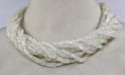 Natural White Moonstone Tube Beads Necklace 15 L 837 Ct Fashion Gemstone