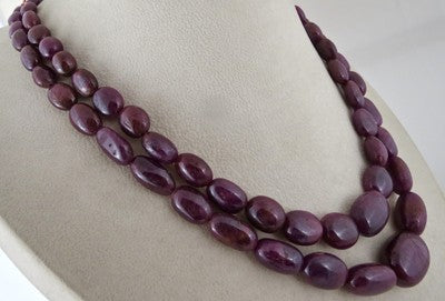Certified Ruby Beads Cabochon 720ct Red Gemstone Necklace For Women