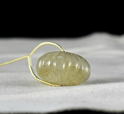 Certified Natural Yellow Sapphire Bead Carved Melon 68.25ct Gemstone Designing
