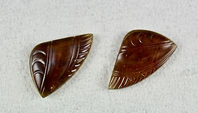 Certified Natural Honey Brown Tourmaline Carved 39.35 Ct Gemstone Earring Pair