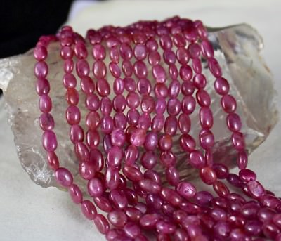 Certified Fashion Necklace Natural Ruby Beads Cabochon 627 Ct 6 Line