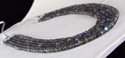 Natural Labradorite Faceted Round Bead Necklace 469 Carats Gemstone 5 Line