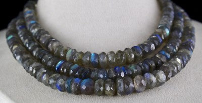 Natural Labradorite 1001 Carats Faceted Round Gemstone Sterling Silver Necklace