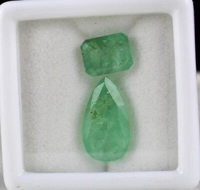 Natural Colombian Emerald Pear & Octagon Cut Loose Gemstones Pendant 12.65 Ct